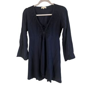 mma Caine navy size s Plunge Long Sleeve Hippie Boho